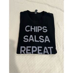 Bella Canvas "Chips, Salsa, Repeat" black Tee size large